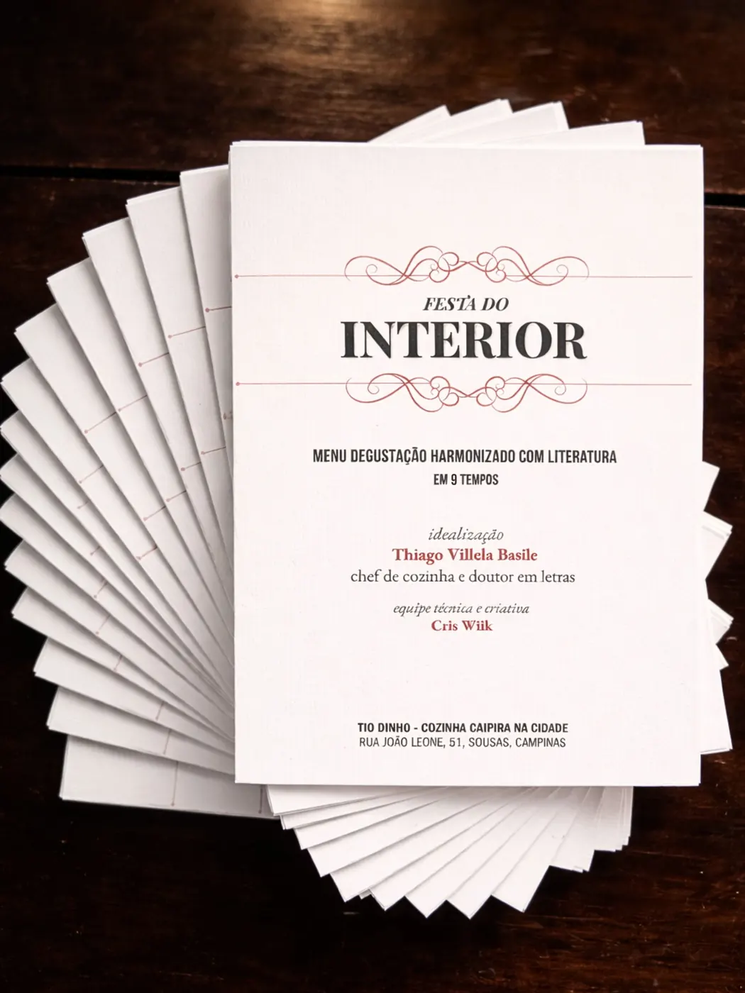 Livreto do menu Festa do Interior